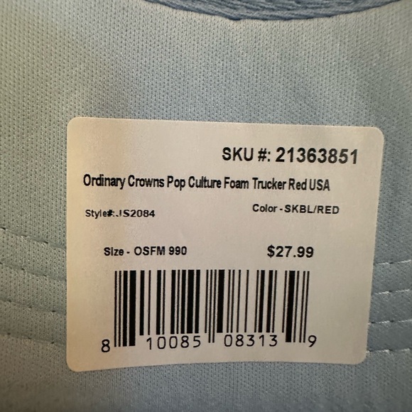 Ordinary Crowns pop culture foam trucker Hat red USA New With Tags - Picture 2 of 2